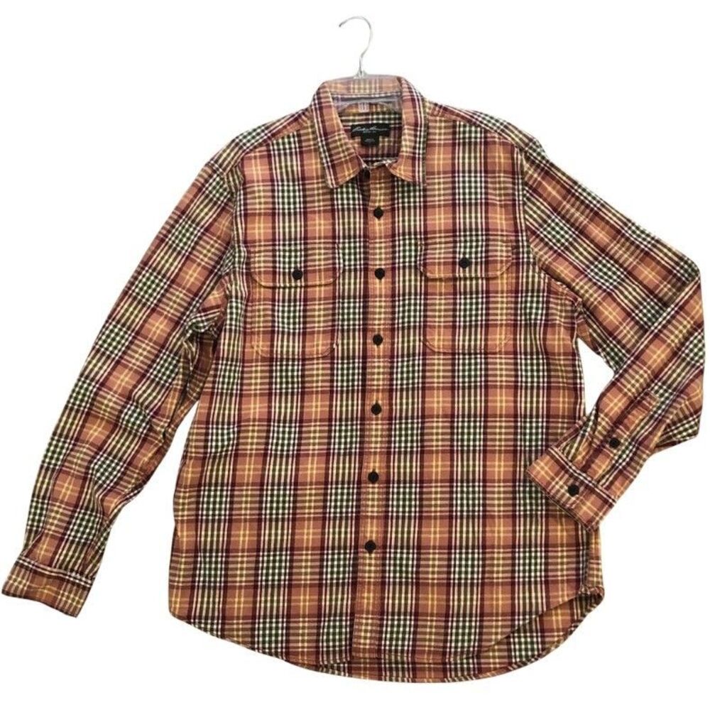 Eddie Bauer Woven Heavy Cotton Plaid Workwear Shirt Mens Sz XL Outdoors Gorpcore - Picture 8 of 14
